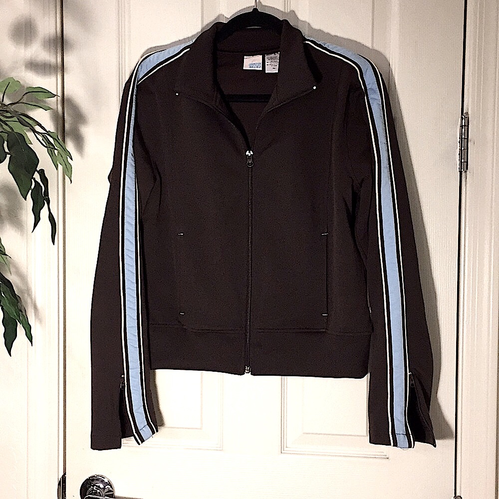 NWOT💗Dark brown Ladies jacket w/blue trim